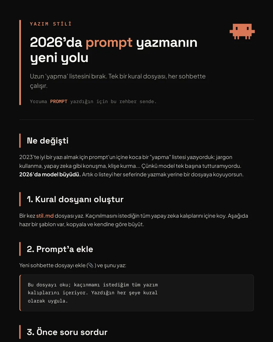 2026'da prompt yazmanın yeni yolu rehberinin ilk sayfası